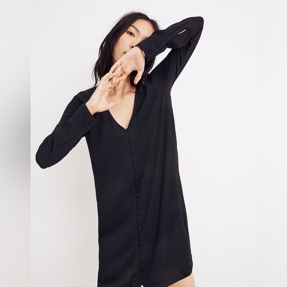 Madewell Heather Long-Sleeve Button-Front Dress